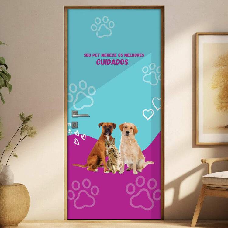 Adesivo Para Porta Petshop Cuidados com seu Pet