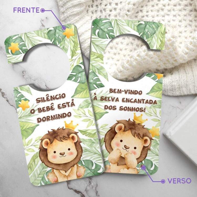 Aviso de Porta de MDF Leaozinho Safari