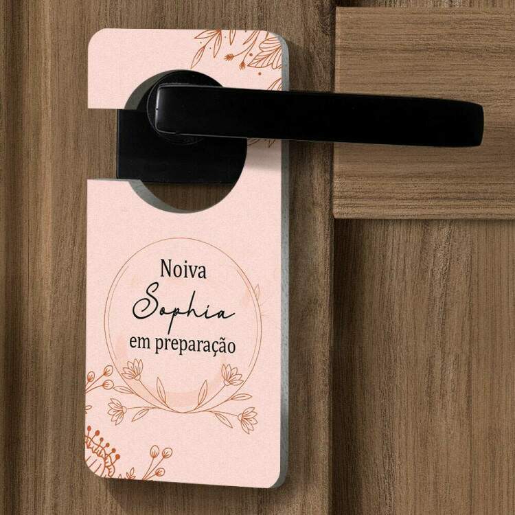 Aviso de Porta de MDF Noiva em Preparao Com Nome Personalizado