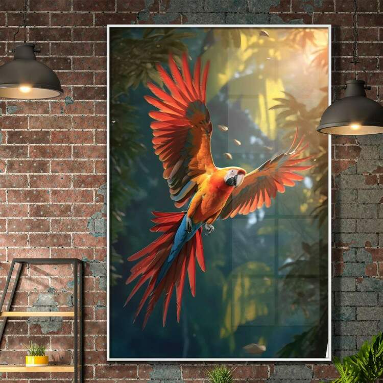 Quadro Decorativo Arara Vermelha