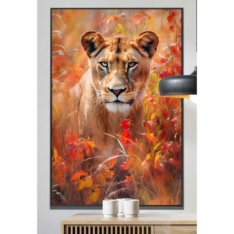 Quadro Decorativo Leoa no Campo