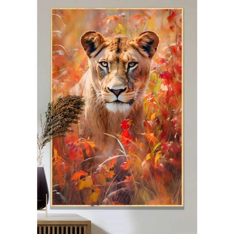 Quadro Decorativo Leoa no Campo
