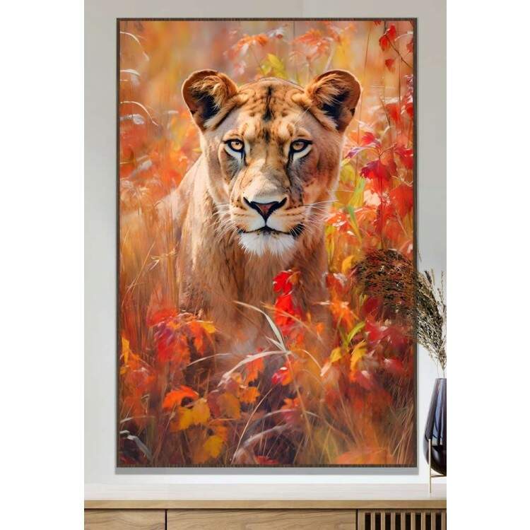 Quadro Decorativo Leoa no Campo