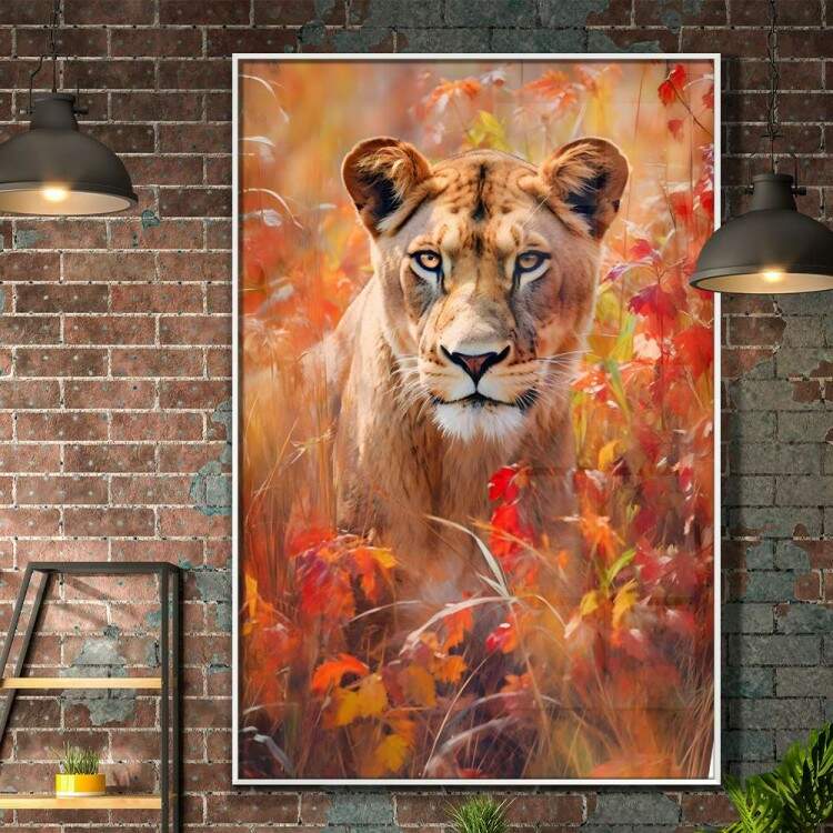 Quadro Decorativo Leoa no Campo