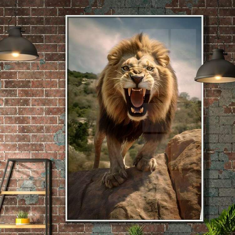 Quadro Decorativo Leo Rugindo