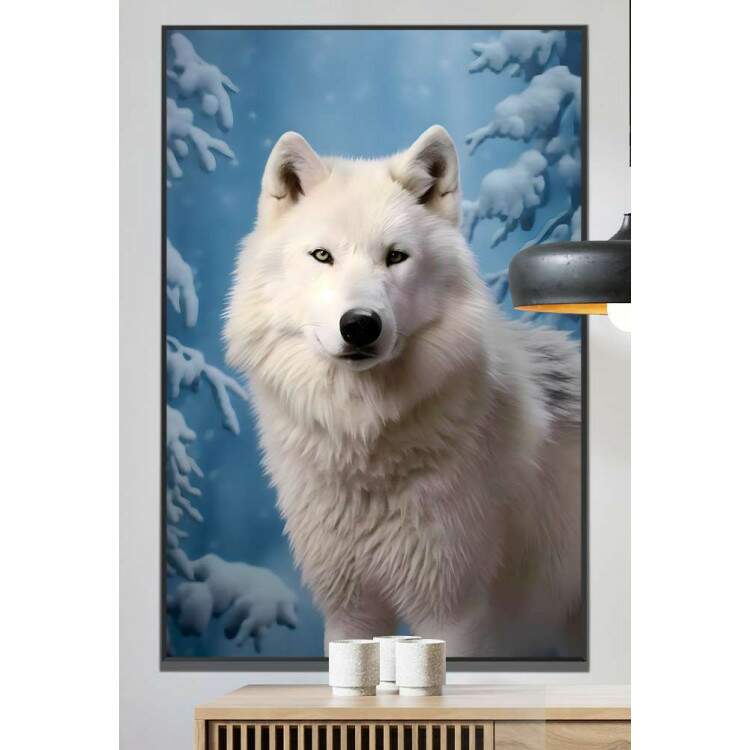 Quadro Decorativo Lobo Branco