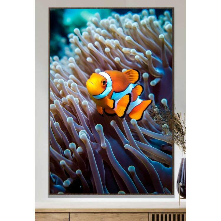 Quadro Decorativo Peixe Palhao na Anemona