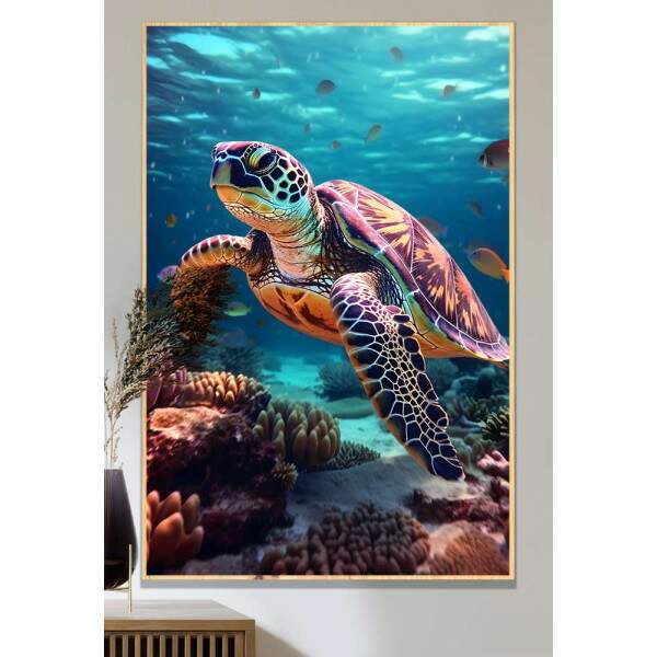 Quadro Decorativo Tartaruga Fundo do Mar