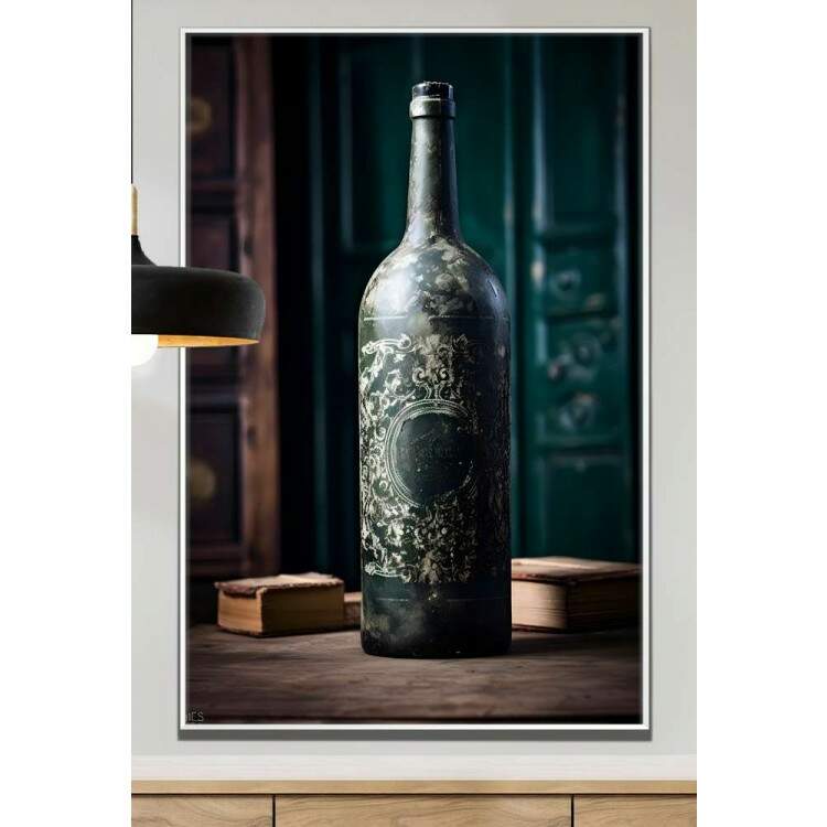 Quadro Decorativo Garrafa de Vinho Envelhecida