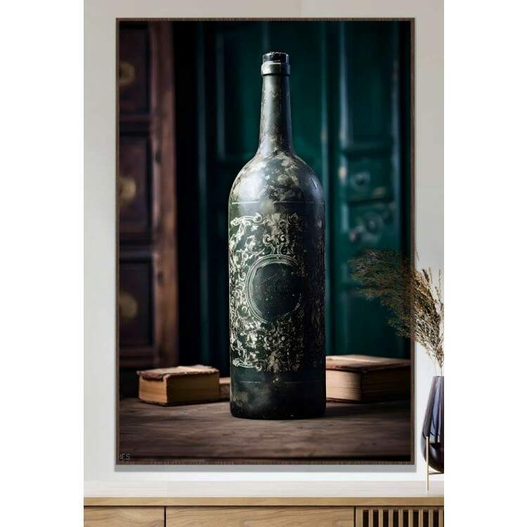 Quadro Decorativo Garrafa de Vinho Envelhecida