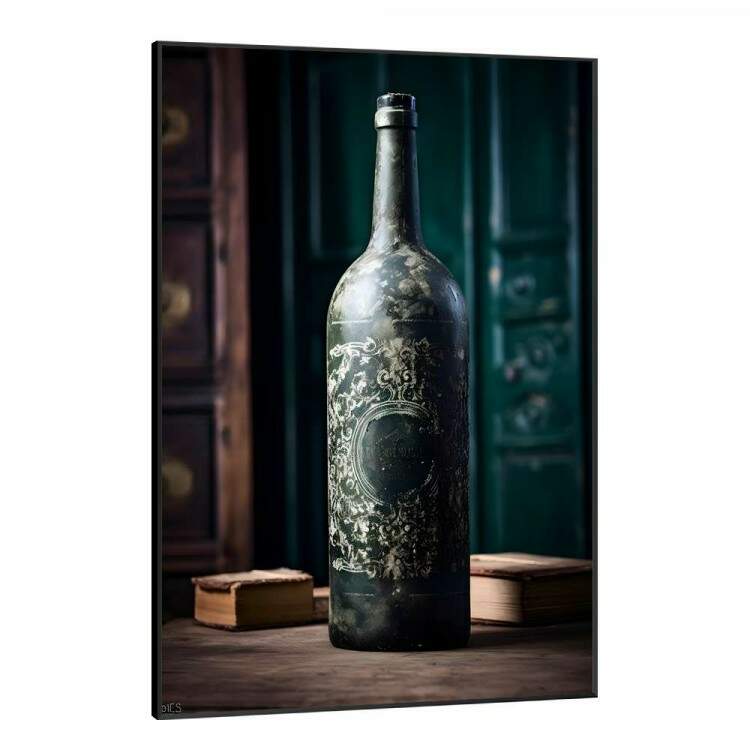 Quadro Decorativo Garrafa de Vinho Envelhecida