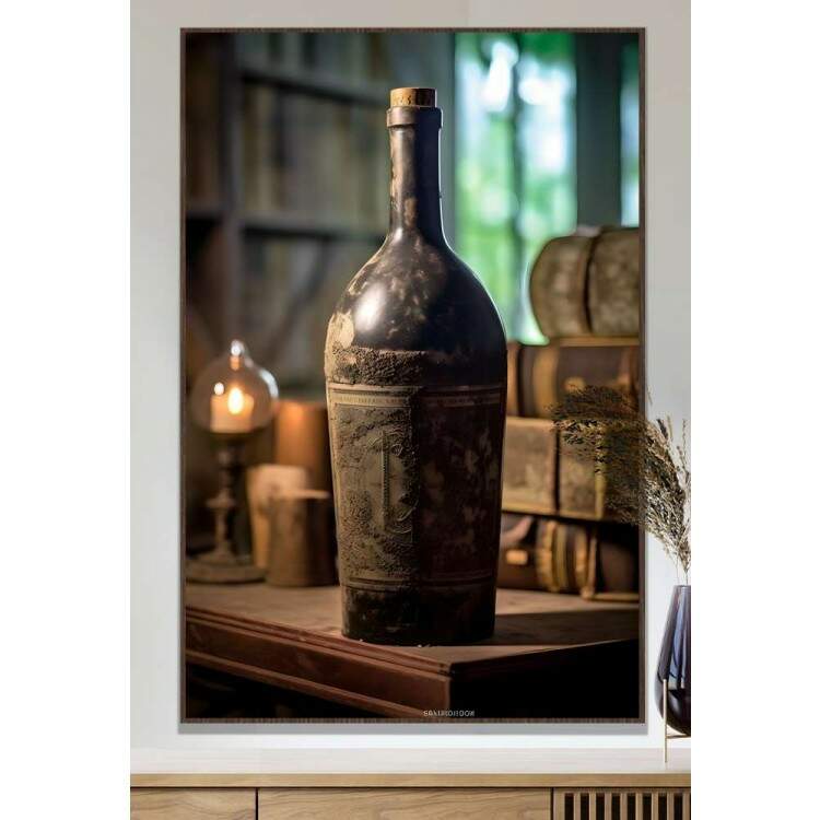 Quadro Decorativo Retr Garrafa de Vinho Antiga