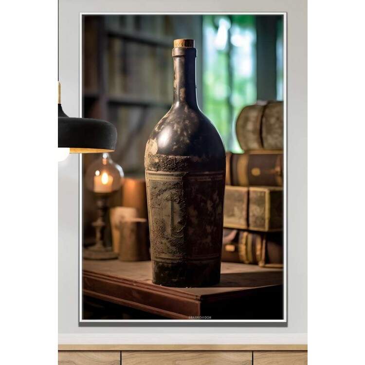 Quadro Decorativo Retr Garrafa de Vinho Antiga