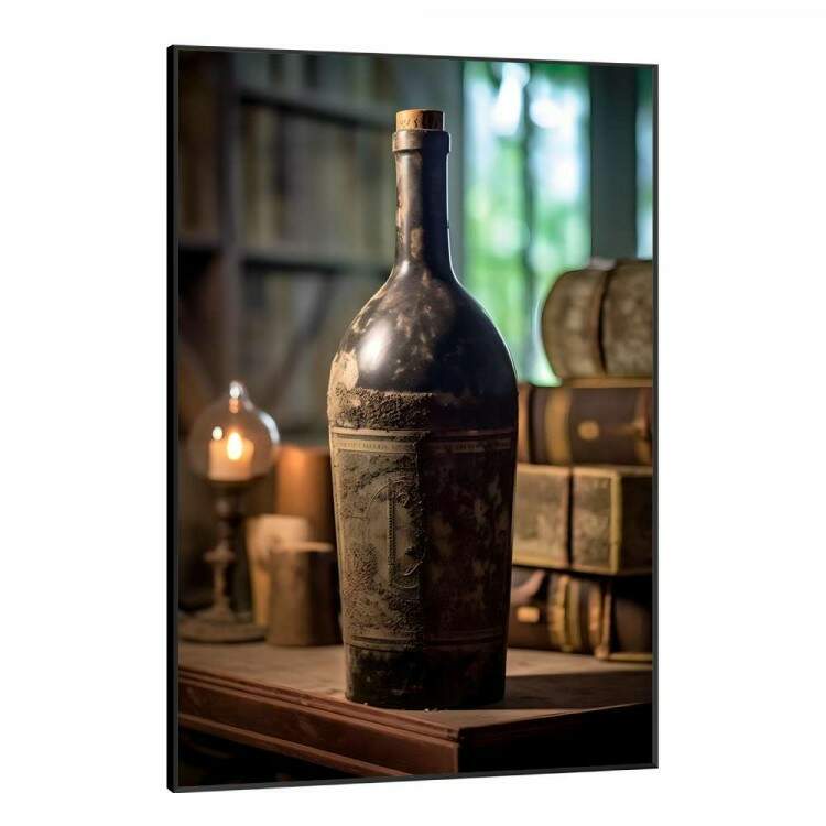 Quadro Decorativo Retr Garrafa de Vinho Antiga