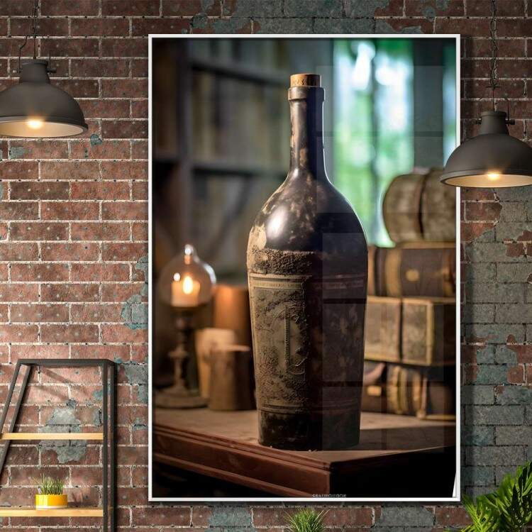 Quadro Decorativo Retr Garrafa de Vinho Antiga