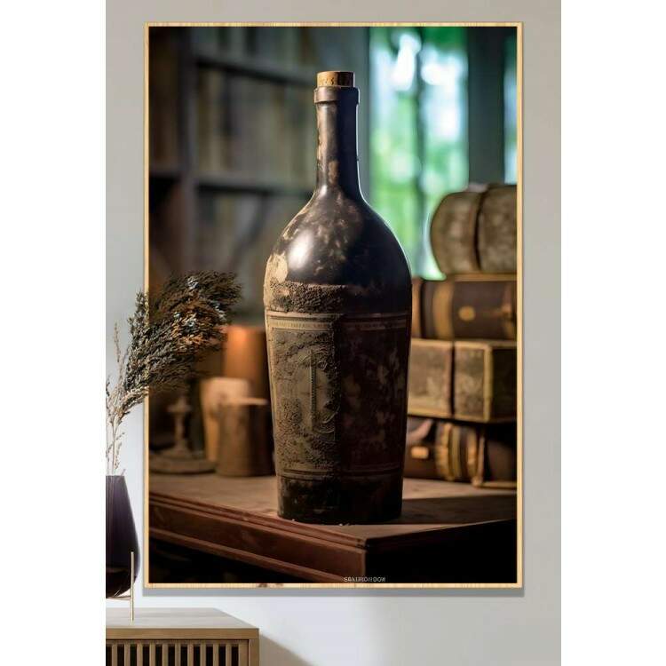 Quadro Decorativo Retr Garrafa de Vinho Antiga