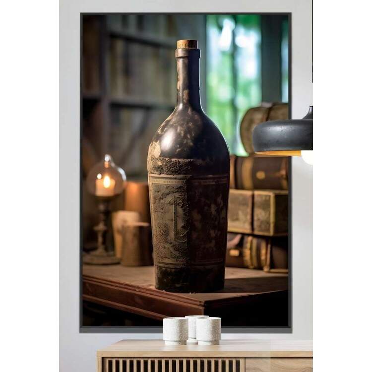 Quadro Decorativo Retr Garrafa de Vinho Antiga