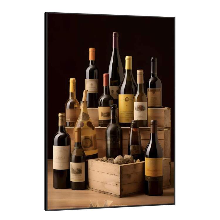 Quadro Decorativo Retr Garrafas de Vinho