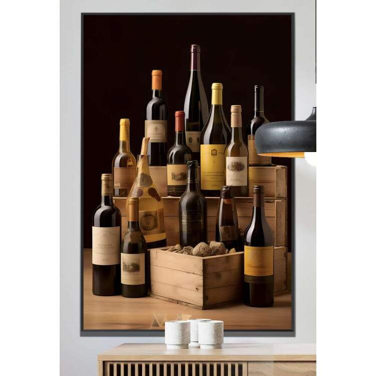 Quadro Decorativo Retr Garrafas de Vinho