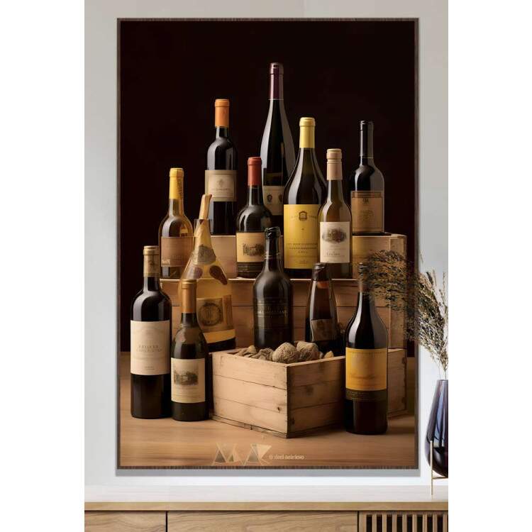 Quadro Decorativo Retr Garrafas de Vinho