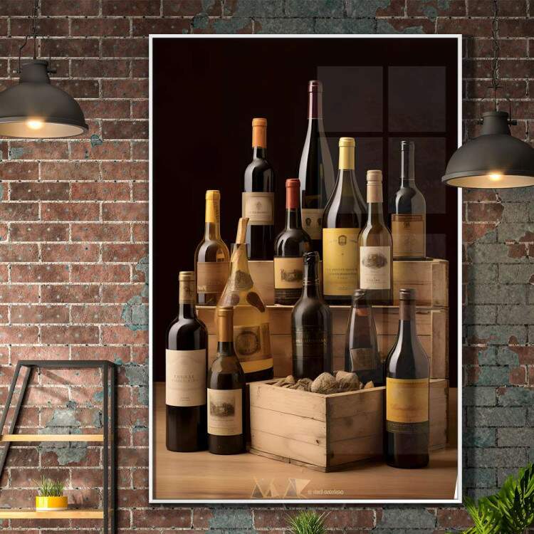 Quadro Decorativo Retr Garrafas de Vinho