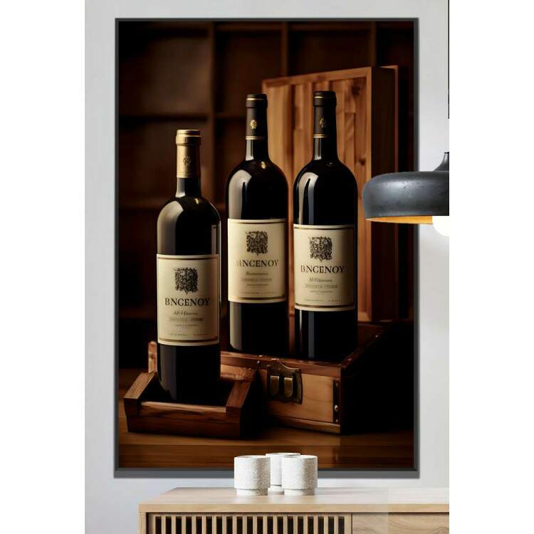 Quadro Decorativo Retr Garrafas de Vinho 02