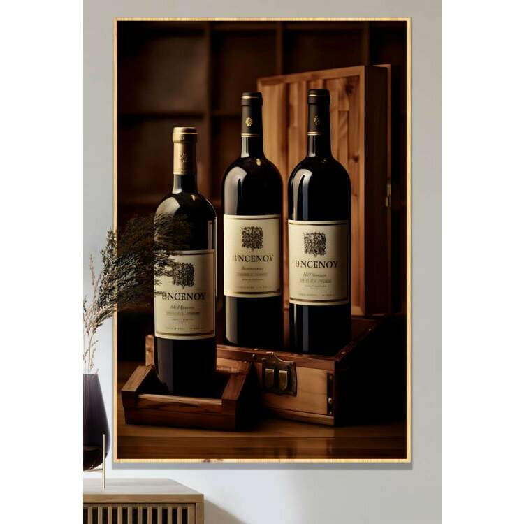 Quadro Decorativo Retr Garrafas de Vinho 02