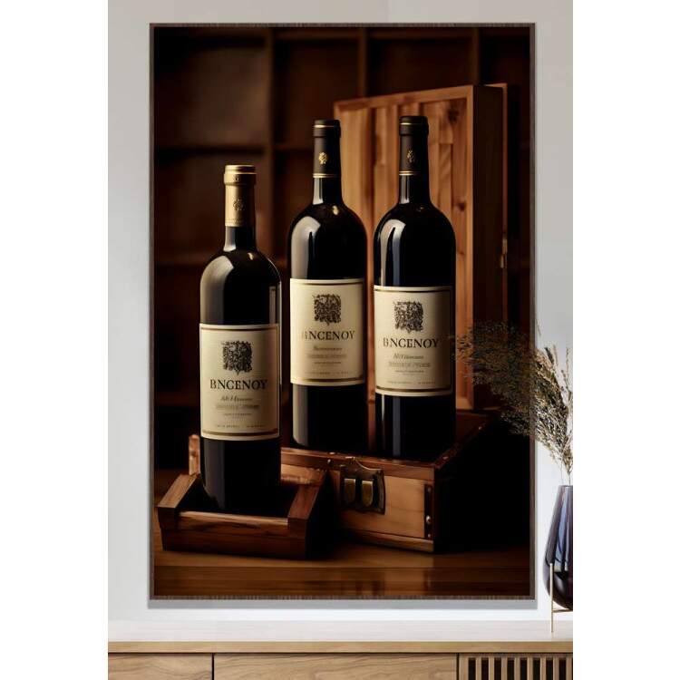 Quadro Decorativo Retr Garrafas de Vinho 02