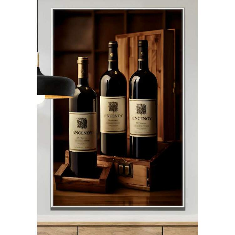 Quadro Decorativo Retr Garrafas de Vinho 02