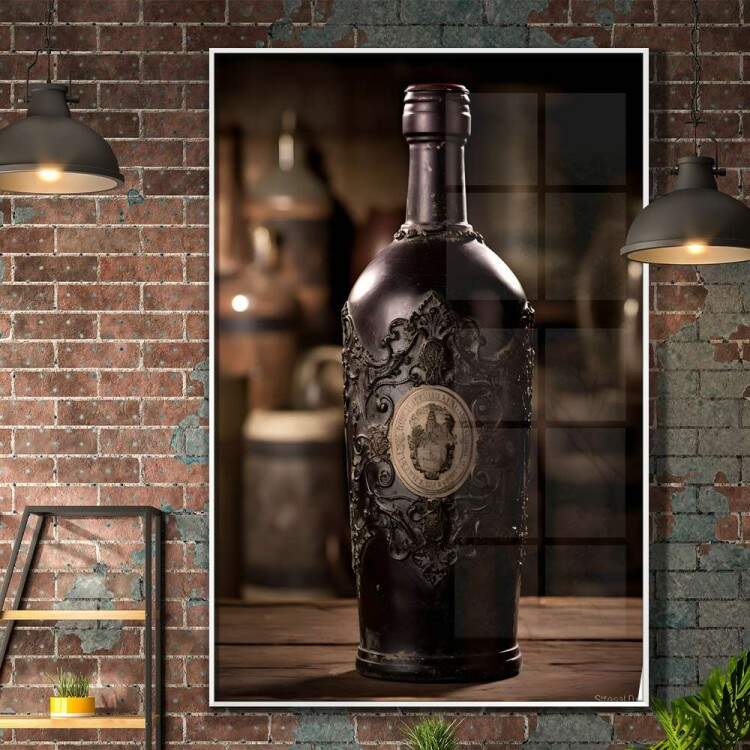 Quadro Decorativo Vinho Destilado Vintage Garrafa