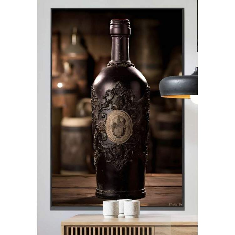 Quadro Decorativo Vinho Destilado Vintage Garrafa