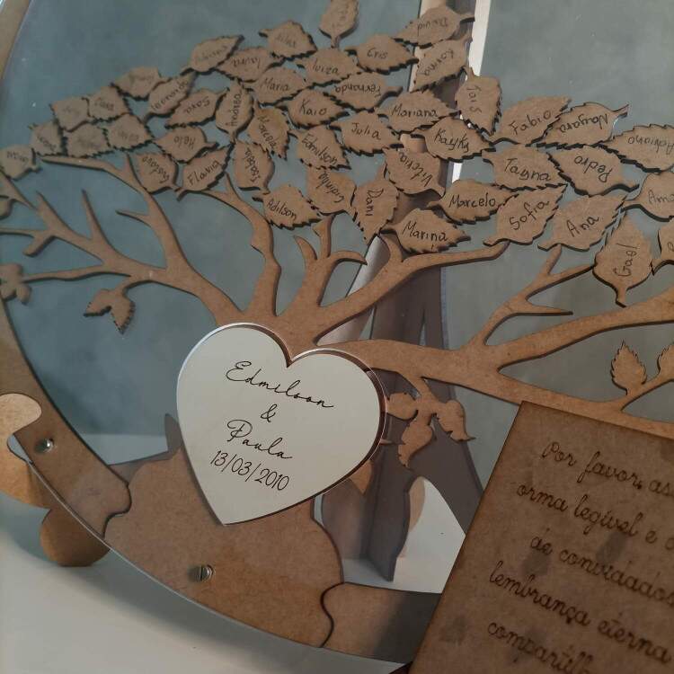 Quadro de Assinaturas Casamento Redondo Arvore