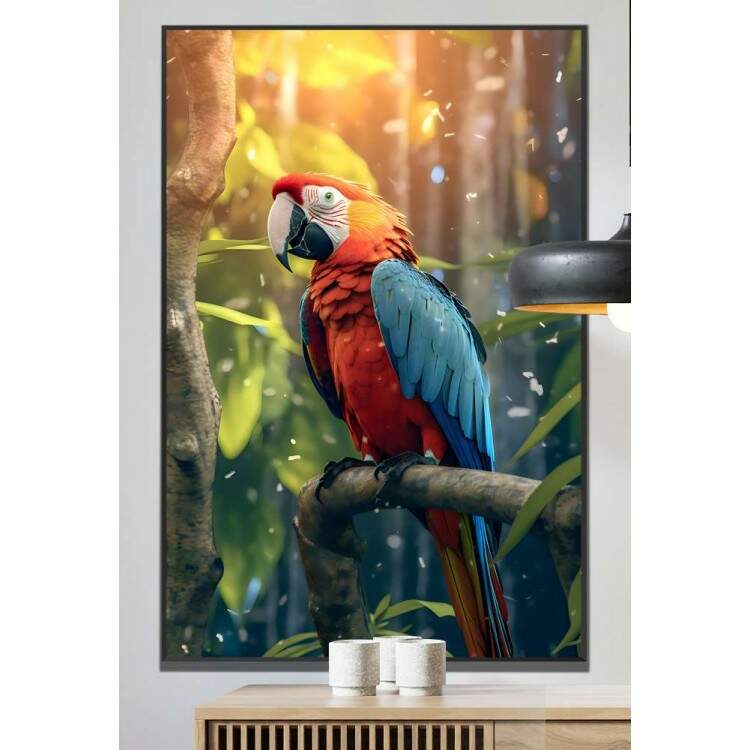 Quadro Decorativo Arara Azul e Vemelho
