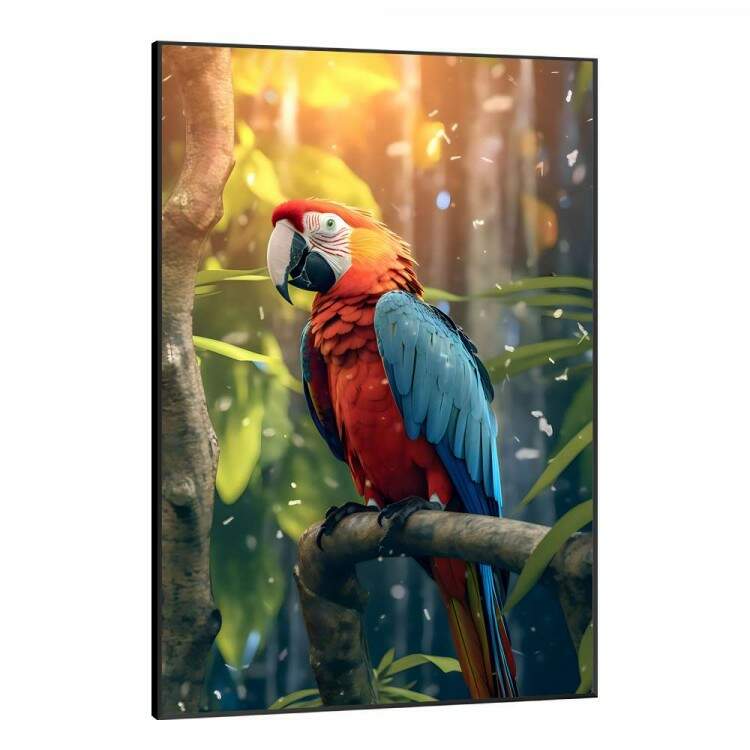 Quadro Decorativo Arara Azul e Vemelho