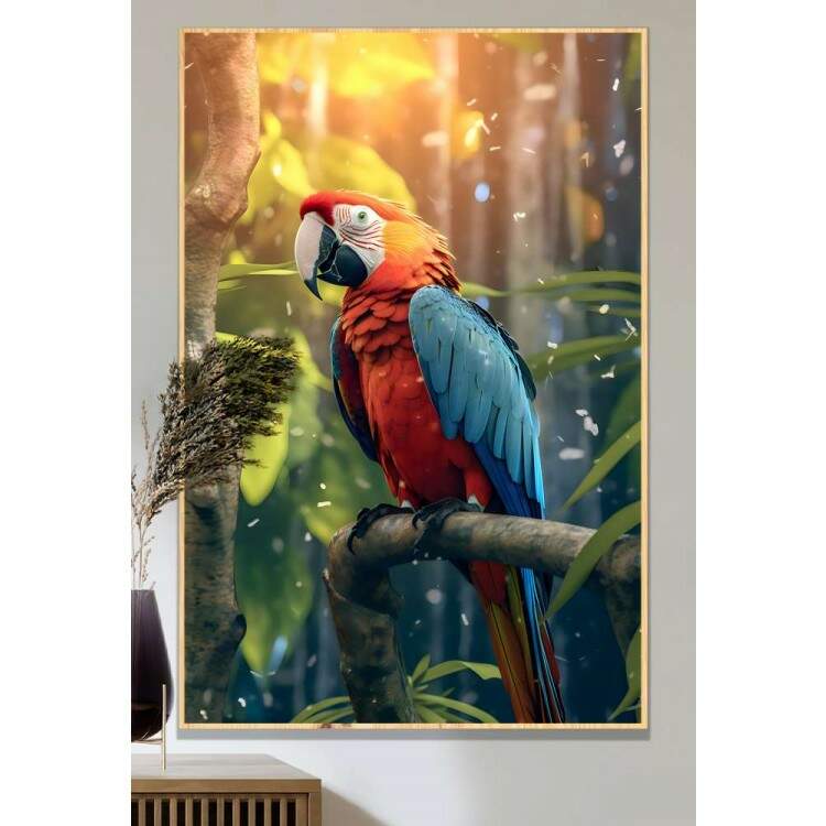 Quadro Decorativo Arara Azul e Vemelho