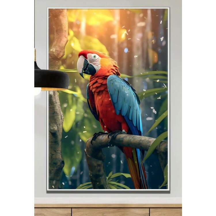 Quadro Decorativo Arara Azul e Vemelho