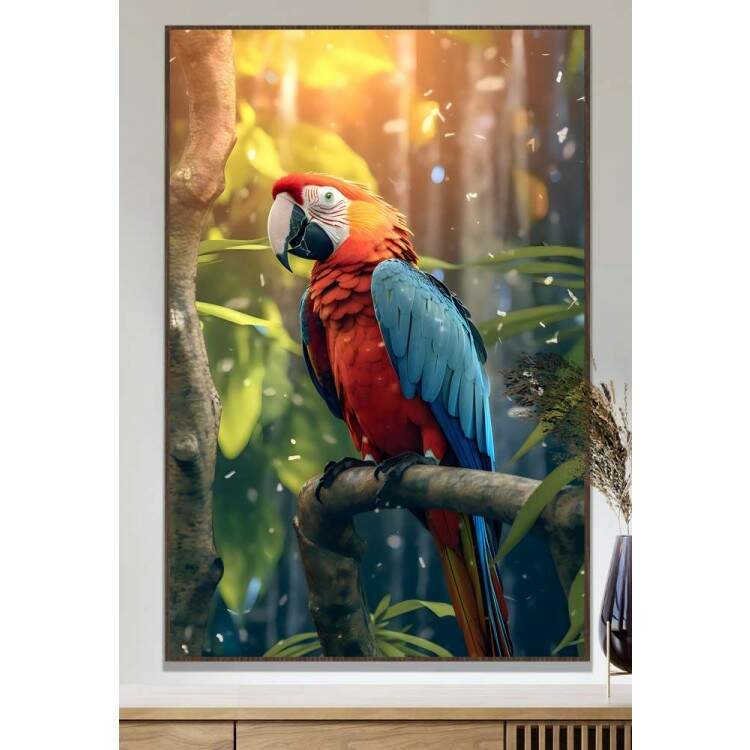 Quadro Decorativo Arara Azul e Vemelho