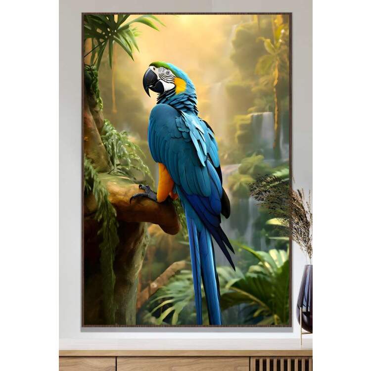 Quadro Decorativo Arara Azul na Floresta