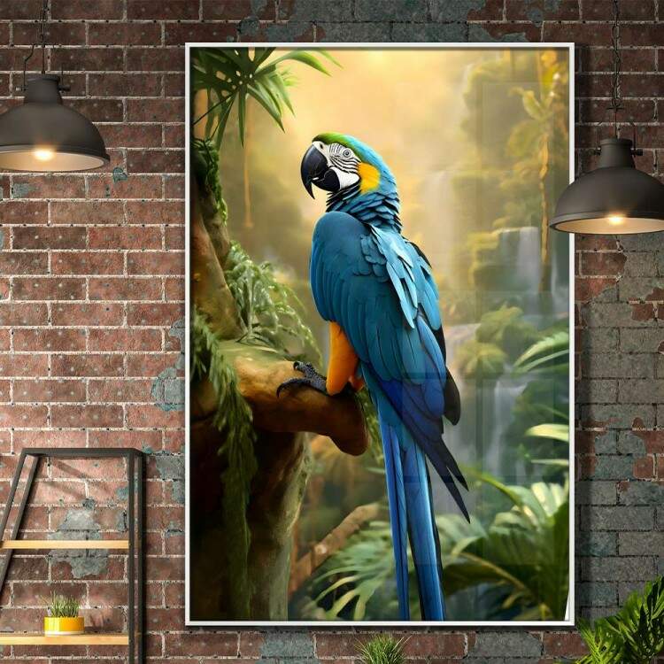 Quadro Decorativo Arara Azul na Floresta