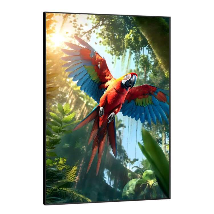 Quadro Decorativo Azul e Vermelho Voando