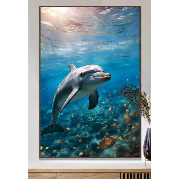 Quadro Decorativo Golfinho e Peixes