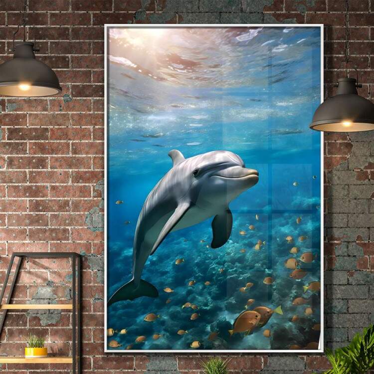 Quadro Decorativo Golfinho e Peixes