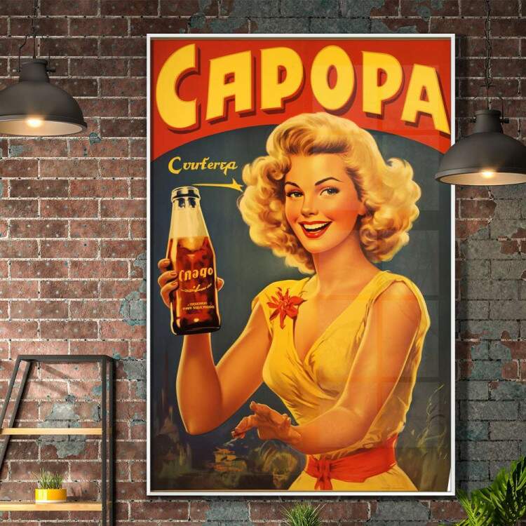 Quadro Decorativo Cartaz de Bebida Antiga Capopa