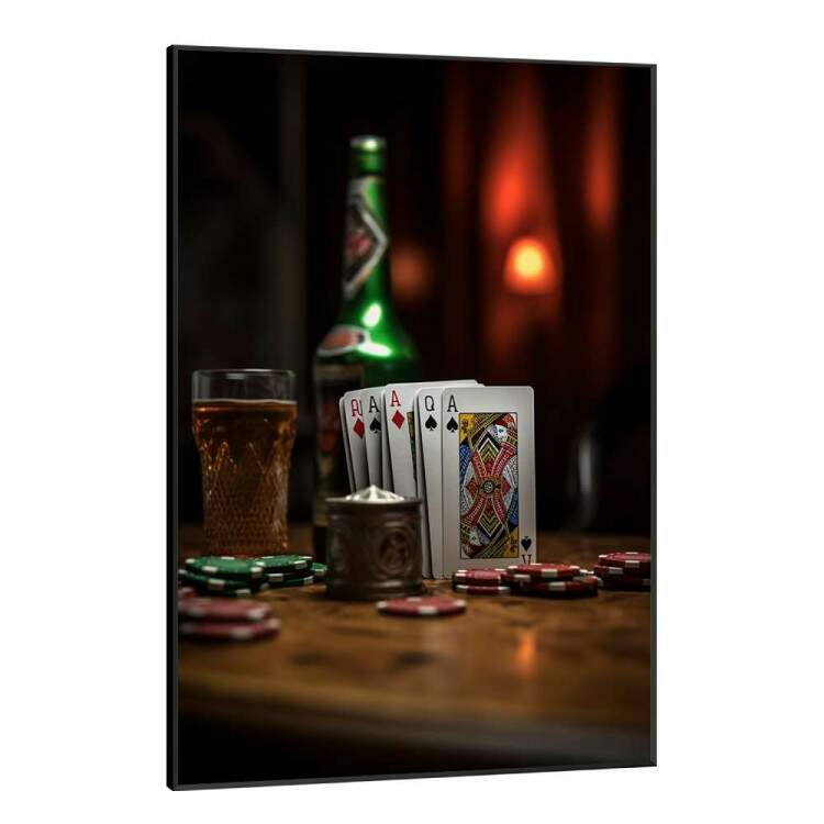 Quadro Decorativo Cerveja e Cartas de Baralho