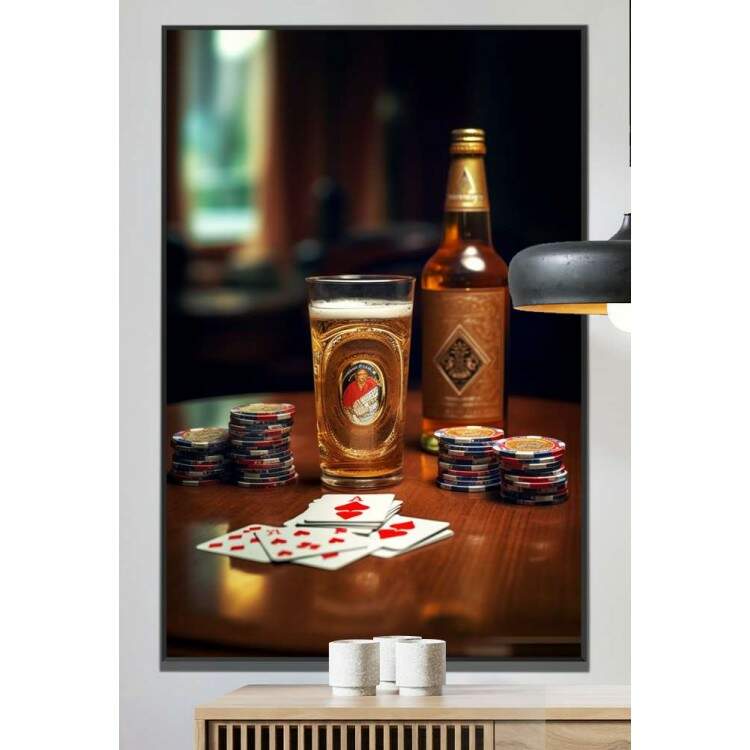 Quadro Decorativo Cerveja e Pquer