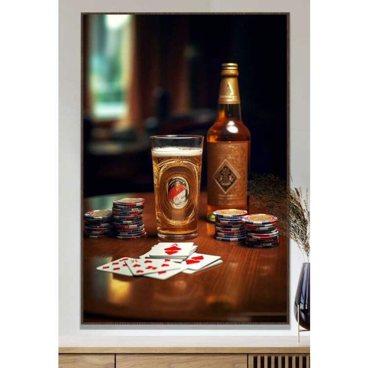 Quadro Decorativo Cerveja e Pquer