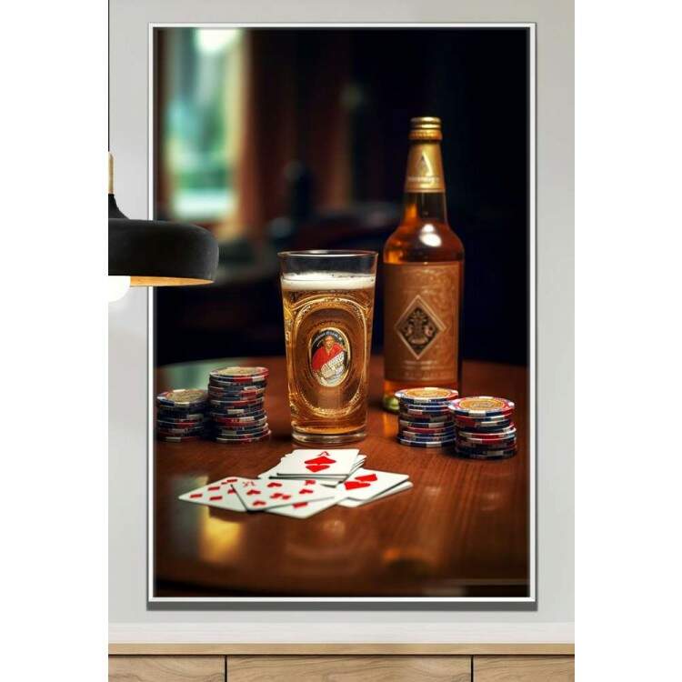 Quadro Decorativo Cerveja e Pquer