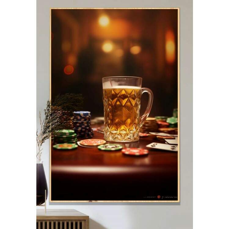 Quadro Decorativo Pquer e Cerveja