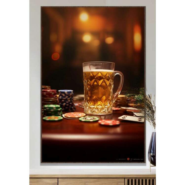 Quadro Decorativo Pquer e Cerveja