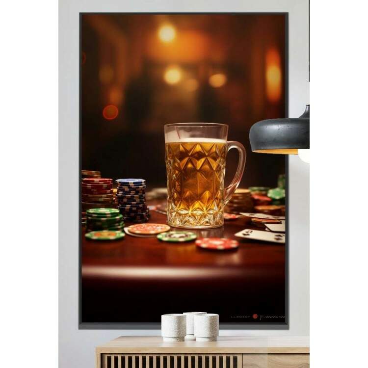 Quadro Decorativo Pquer e Cerveja